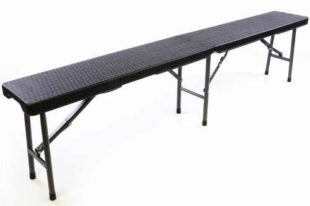 Praktická skládací zahradní lavice - černý ratanový design 180x25 cm
