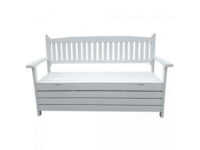 Bílá dřevěná lavička s úložným prostorem