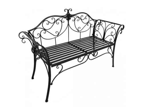 Černá kovová lavička v elegantním designu