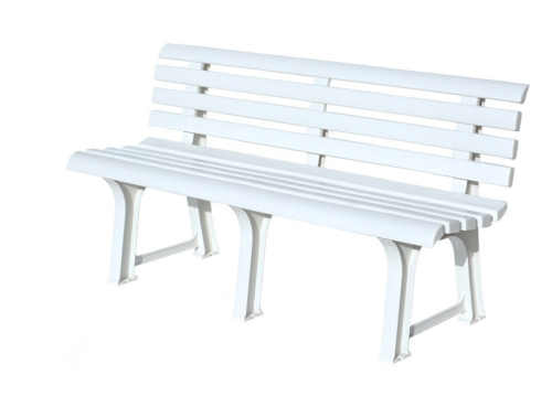 venkovní bílá lavice z plastu