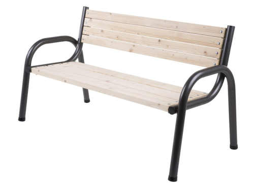 Bytelná zahradní lavice ze dřeva a kovu